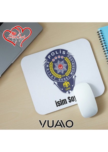 Kişiye Özel Isimli ve Polis Amblemi Mouse Pad 21X17 Cm, Kaymaz Taban - Baskılı Mousepad fiyatları