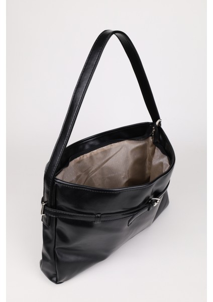 Kadın Deri Kemer Detaylı Fermuar Kapamalı El ve Omuz Çantası Sona fırsatları