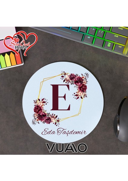 Kişiye Özel Isimli ve Harfli Kupa ve Mouse Pad Seti,kaymaz Taban - Baskılı Mousepad modelleri