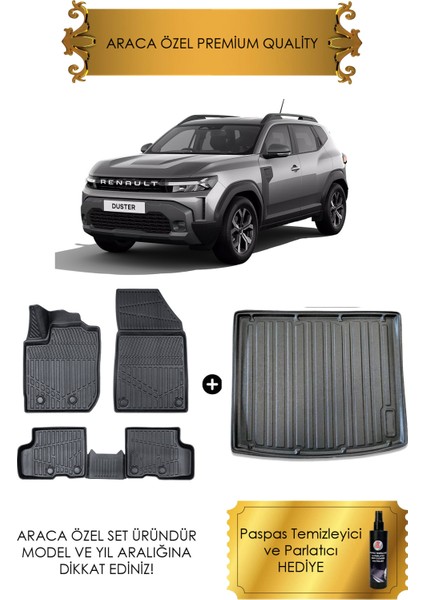 Renault Duster 4x2 Ecog & E-Tech Full Hybrid 2024- 2025 4d Paspas ve Üst Kısım Bagaj Seti (Hediyeli)