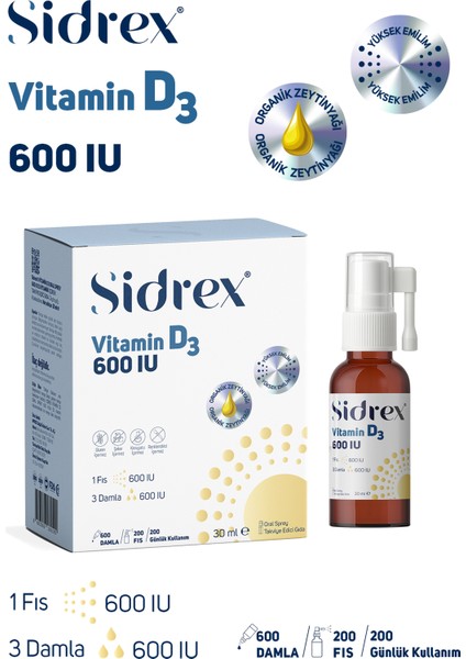 Vitamin D3 Sprey 600 Iu | Takviye Edici Gıda