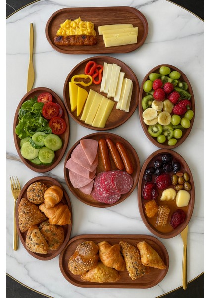 Hawria Ahşap ( 1.sınıf Kalite Kayın Ağacı ) 8 Parça Kahvaltı Takımı, Kahvaltılık, Sunumluk