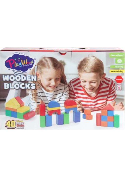 Bfs Playwood Kutuda Ahşap Renkli Bloklar 40 Parça
