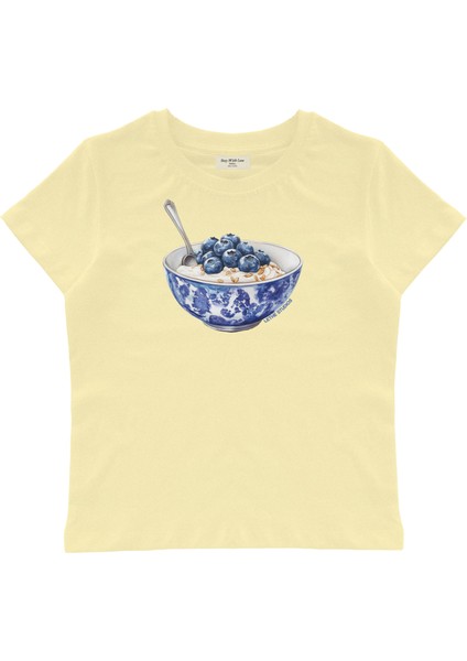 Breakfast Bowl Baskılı Baby Tee Crop Top