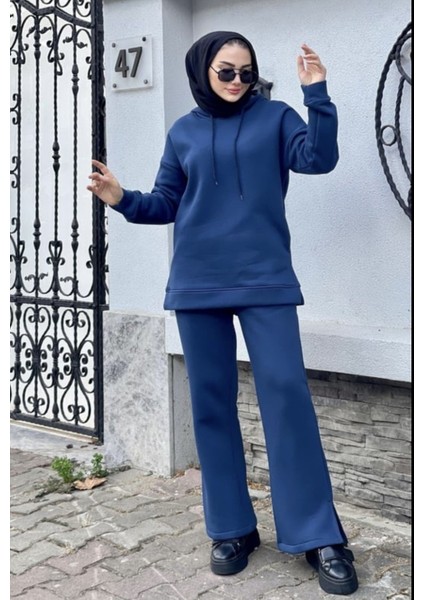 3 Iplik Şardonlu Tesettür Sweatshirt Takım – Rahat Üst ve Bel Lastikli Pantolon fiyatları