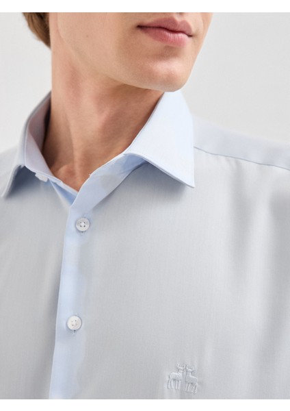 Erkek Modern Fıt Gömlek-Açık Mavi