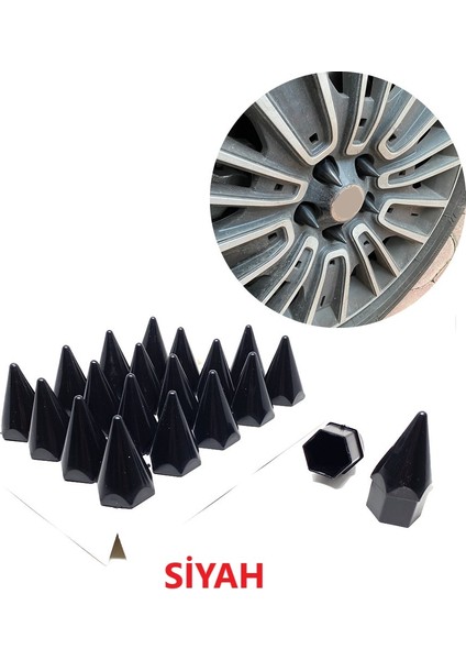 Sivri Mermi Bijon Kapağı Sökme Aparatlı 20 Li Set 17 Mm-19 mm Siyah