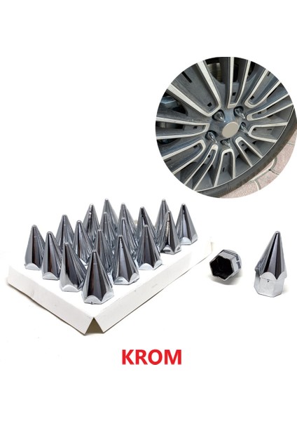 Sivri Mermi Bijon Kapağı Sökme Aparatlı 20 Li Set 17 Mm-19 mm Krom