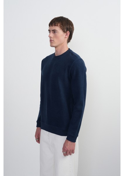 Erkek Bisiklet Yaka Basic Bol Lacivert Sweatshirt fiyatları