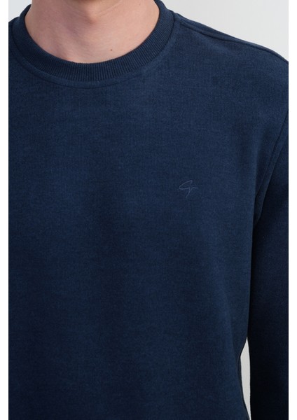 Erkek Bisiklet Yaka Basic Bol Lacivert Sweatshirt modelleri