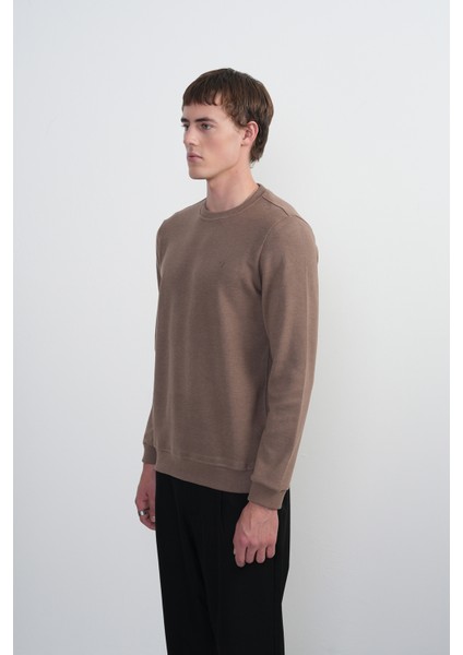 Erkek Bisiklet Yaka Basic Bol Kahve Sweatshirt fiyatları