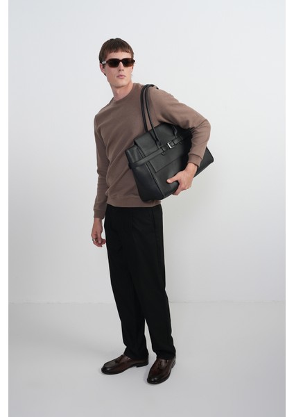 Erkek Bisiklet Yaka Basic Bol Kahve Sweatshirt indirimleri