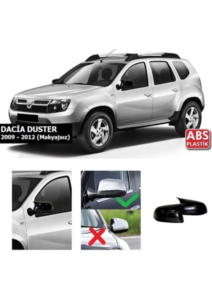 Dacia Duster 2009-2012 Makyajsız Batman Yarasa Ayna Kapağı Piano Black Abs Plastik