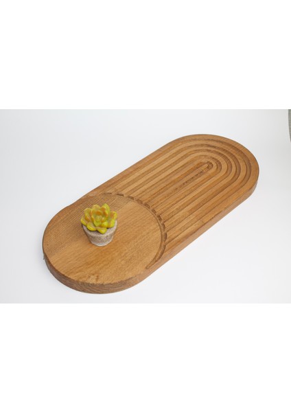 Dekoratif Ahşap Sunum Tabağı - Masif Gürgen - Modern Tasarım Aksesuarı