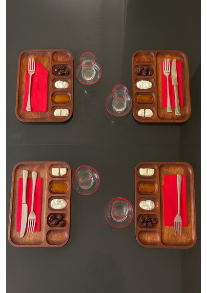 Verdis Ahşap ( 1.sınıf Kalite Kayın Ağacı ) 4 Parça Kahvaltı Takımı, Kahvaltılık, Sunumluk