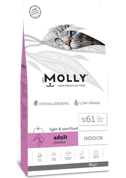Elit Molly Tavuklu Light Kısırlaştırılmış Kedi Maması 15KG