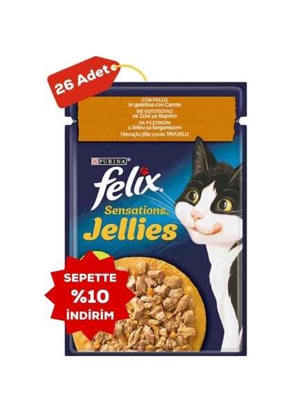Elit Felix Sensations Tavuklu ve Havuçlu Yetişkin Kedi Konservesi 26X85GR 26LI