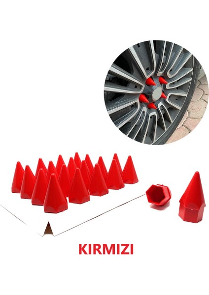 Sivri Mermi Bijon Kapağı Sökme Aparatlı 20 Li Set 17 Mm-19 mm Kırmızı