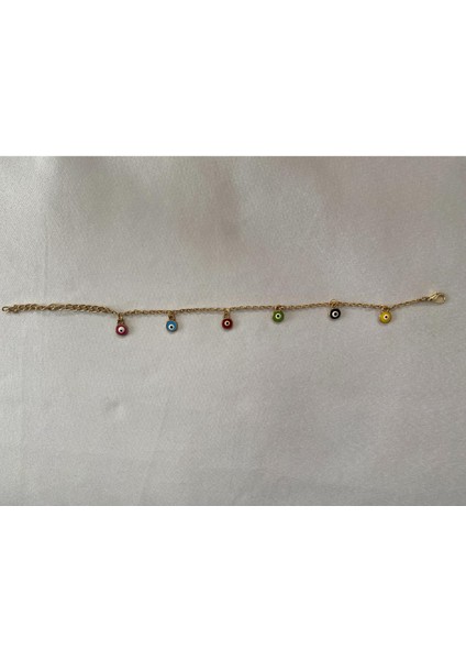 Renkli Nazar Boncuklu Halhal Altın Renk Model 1 fiyatları