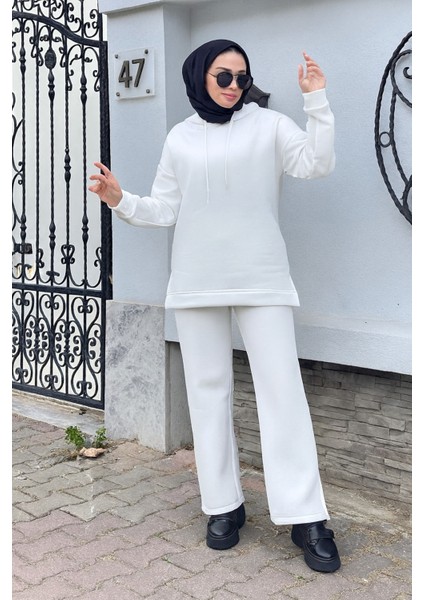 3 Iplik Şardonlu Tesettür Sweatshirt Takım – Rahat Üst ve Bel Lastikli Pantolon