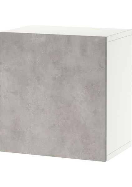 Duvar Dolabı, Beyaz-Açık Gri Taş Görünümlü, 60X42X64 Cm, Kallvıken