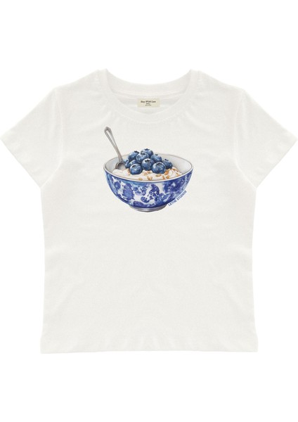 Breakfast Bowl Baskılı Baby Tee Crop Top