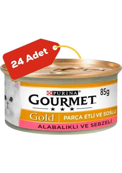 Elit Gourmet Gold Sebze ve Alabalık Parça Et Soslu Yetişkin Kedi Konservesi 24X85GR 24LÜ