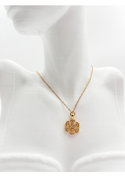 Fıora Zirkon Taşlı Kar Tanesi Modelli Ayarlanabilir Gold Zincirli Kolye fırsatları