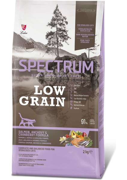 Elit Spectrum Düşük Tahıllı Somonlu Hamsili ve Yaban Mersinli Kısırlaştırılmış Kedi Maması 2kg