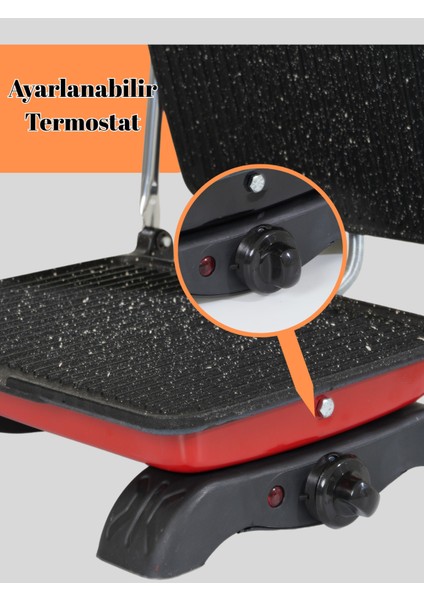 Granit Yüzeyli 1800 W Sağlıklı ve Yapışmaz Tost Makinesi, Pratik Kullanım Sağlar fırsatları