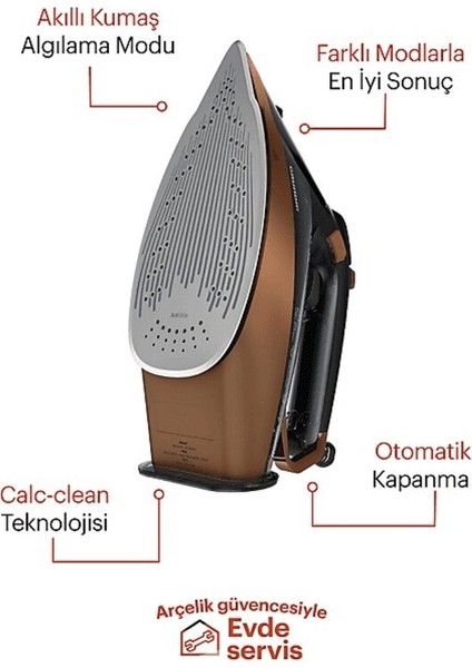 Kahverengi Buharlı Ütü, 2400W Seramik Taban, Güçlü ve Kolay Kullanım modelleri