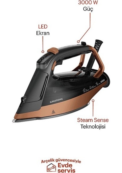 Kahverengi Buharlı Ütü, 2400W Seramik Taban, Güçlü ve Kolay Kullanım fırsatları