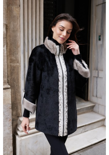 Arvena Hakiki Kürk Uzun Kaban Siyah fiyatları