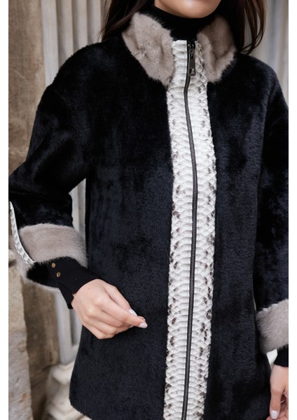 Arvena Hakiki Kürk Uzun Kaban Siyah indirimleri