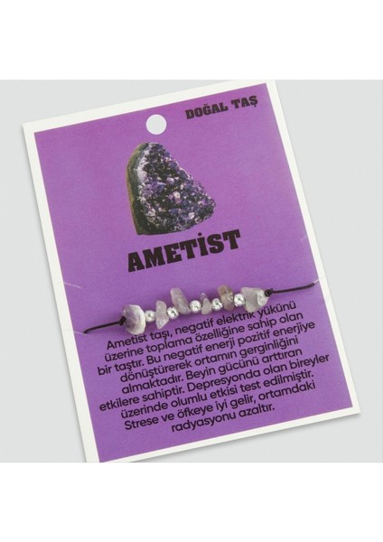 Ds-Derin Ametist Doğaltaşlı Ip Bileklik-Mor