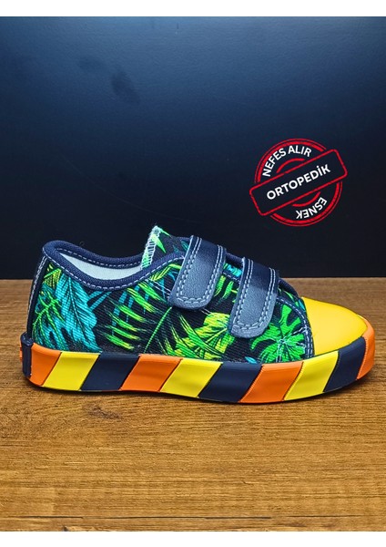 Yaprak Desenli Kanvas Yazlık Erkek Çocuk Sneakers