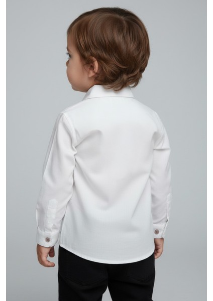 Erkek Çocuk Poplin Uzun Kollu Düz Beyaz Gömlek (2-3 Yaş 8-9 Yaş) fiyatları