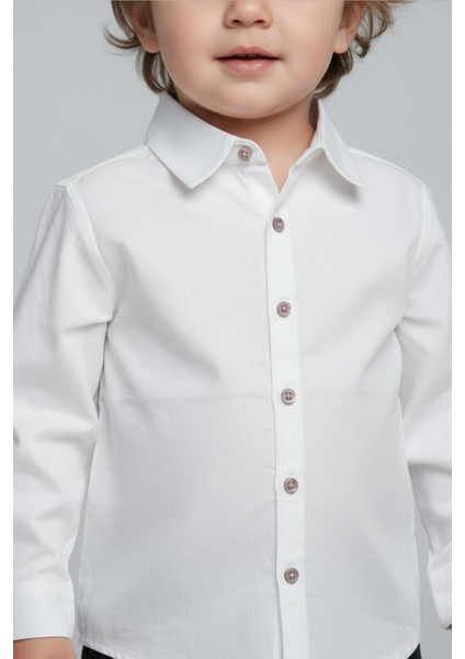 Erkek Çocuk Poplin Uzun Kollu Düz Beyaz Gömlek (2-3 Yaş 8-9 Yaş) modelleri
