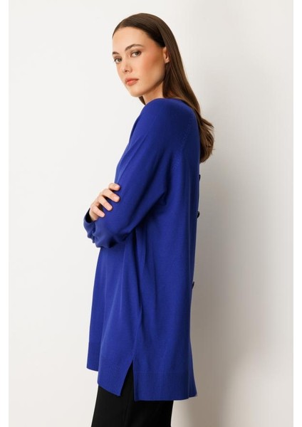 65413 Onteks Arkası Düğmeli Kazak modelleri