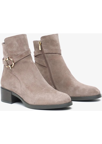 Vizon Süet Hakiki Deri Kalın Topuklu Şık Günlük 59301 Kadın Botu modelleri