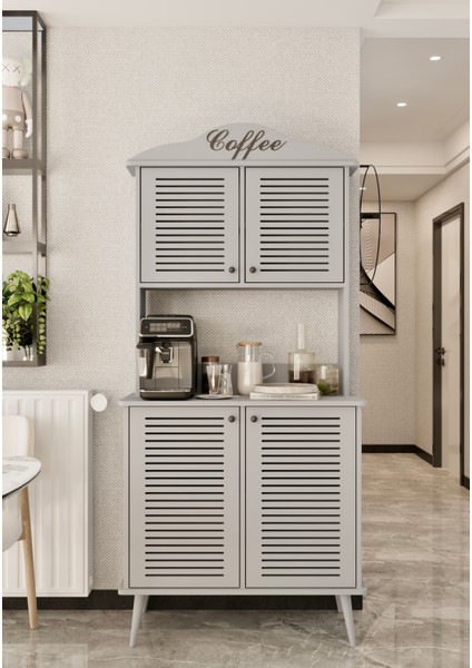 Avior Kahve Köşesi Mdf Kapaklı Raflı 90 cm