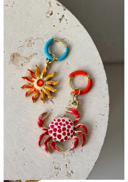 Yengeç ve Güneş Mineli Asimetrik Küpe fiyatları