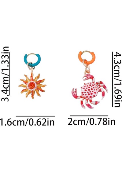 Yengeç ve Güneş Mineli Asimetrik Küpe fırsatları