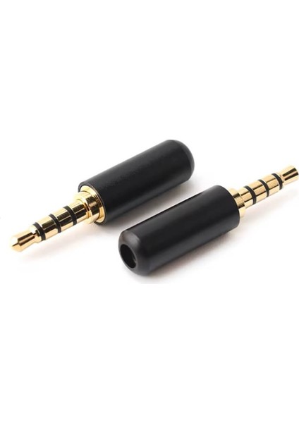 3.5mm Stereo Jack Metal 3 Pin 4 Boğumlu Erkek Konnektör - Trrs Lehim Tipi Jak - Siyah