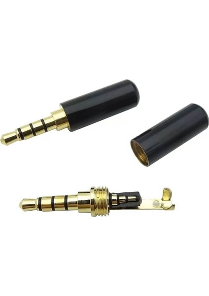 3.5mm Stereo Jack Metal 3 Pin 4 Boğumlu Erkek Konnektör - Trrs Lehim Tipi Jak - Siyah fiyatları