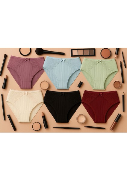 Önü Dantelli Ribana Bikini 6'lı Set