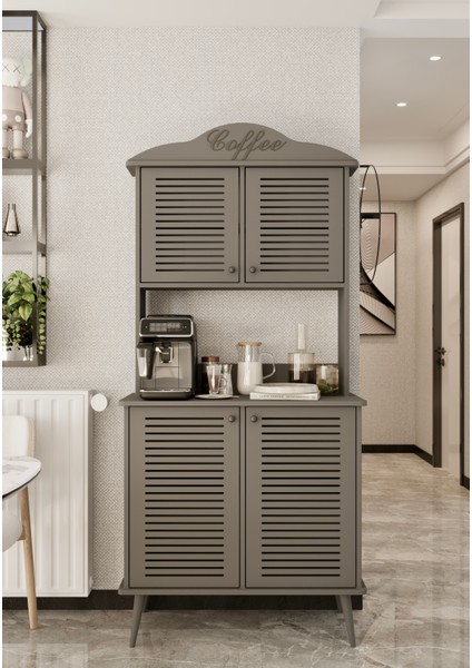 Avior Kahve Köşesi Mdf Kapaklı Raflı 90 cm