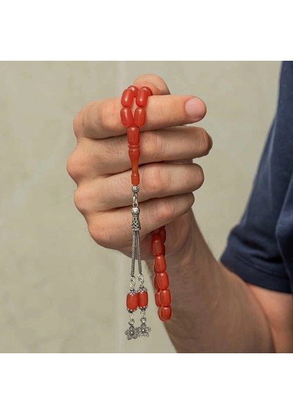 Gümüş Püsküllü Kapsül Kesim Sıkma Kehribar Tesbih fırsatları