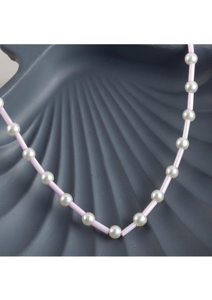 Ds-Derin Inci Boncuk Kolye-Açık Pembe