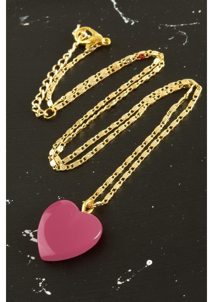 Ds-Derin Yeni Sezon Kalp Kolye-Pembe